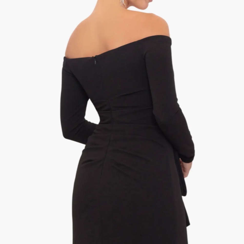 NWT..Xscape Black Off-Shoulder Long Sleeve Evening Gown - Picture 13 of 16